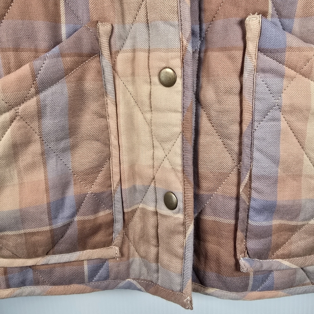 Z Supply Maya Quilted Plaid Snap Closure Jacket Patch Hip Pockets Size XS - Picture 7 of 16